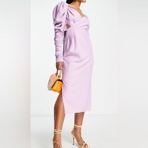 ASOS Design ruched wrap midi dress